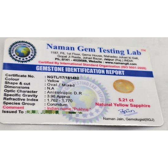 Bankok Pukhraj Stone – Natural Certified Yellow Sapphire